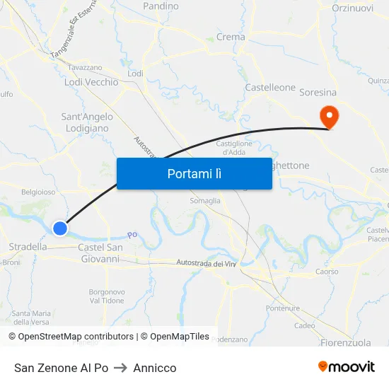 San Zenone Al Po to Annicco map