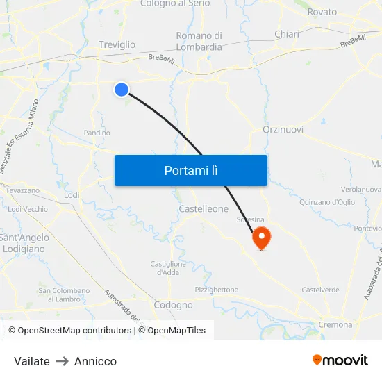 Vailate to Annicco map