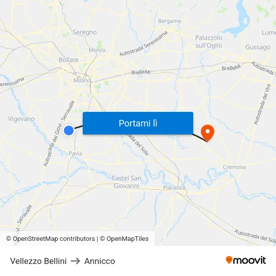 Vellezzo Bellini to Annicco map