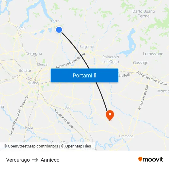 Vercurago to Annicco map
