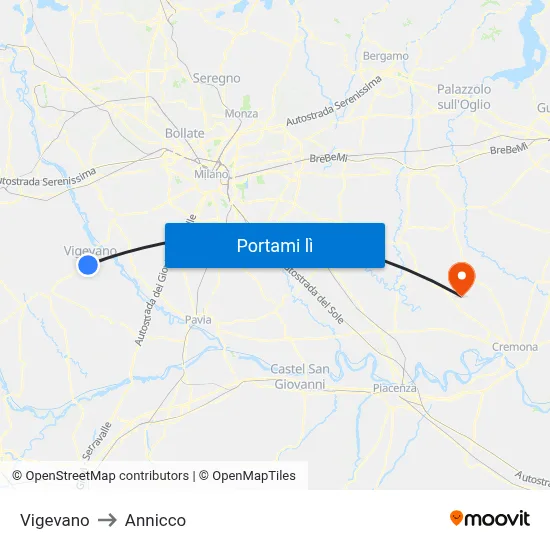 Vigevano to Annicco map