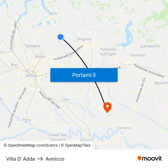 Villa D' Adda to Annicco map