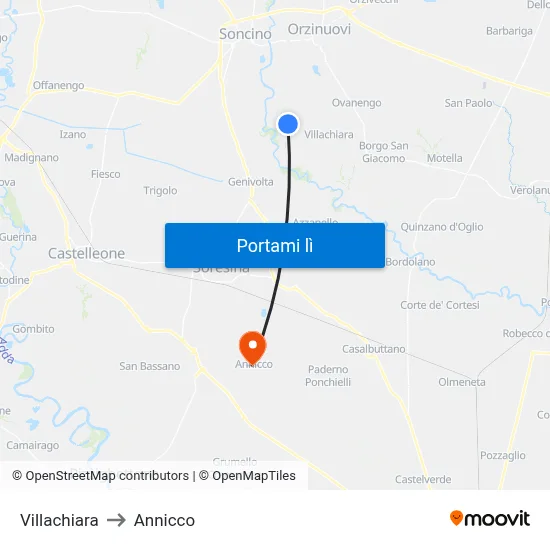 Villachiara to Annicco map