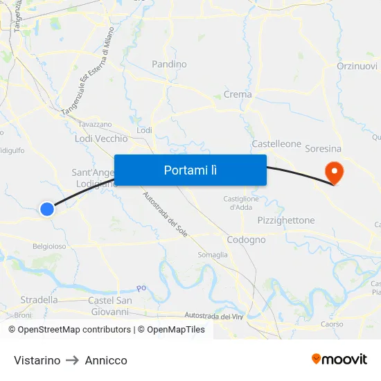 Vistarino to Annicco map