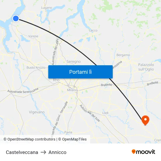 Castelveccana to Annicco map