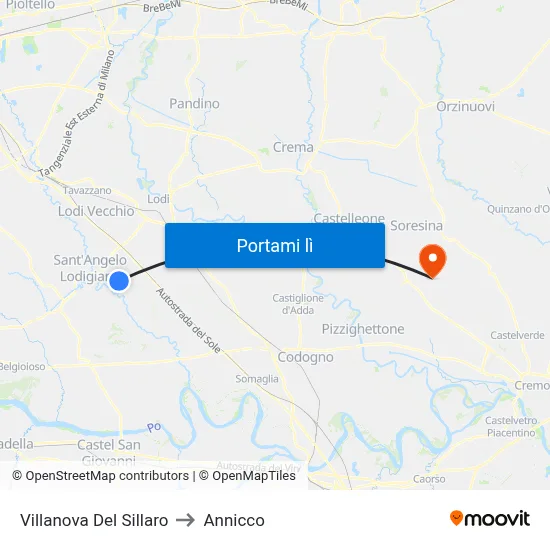 Villanova Del Sillaro to Annicco map
