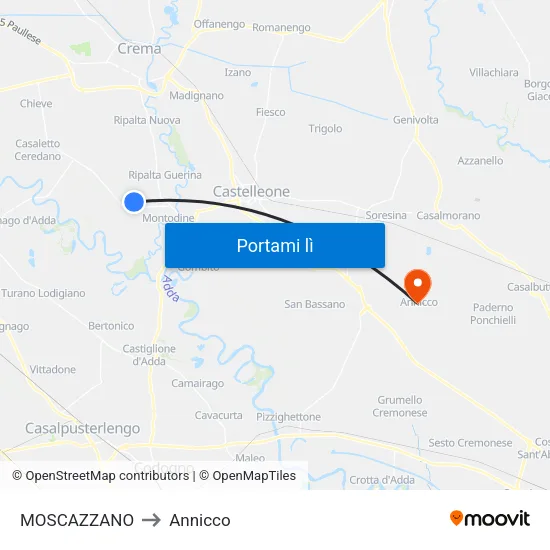 MOSCAZZANO to Annicco map