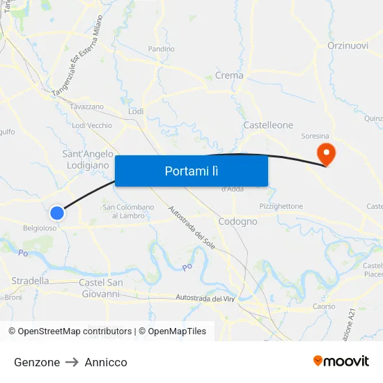 Genzone to Annicco map