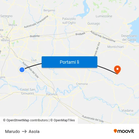 Marudo to Asola map