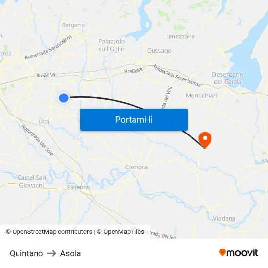 Quintano to Asola map
