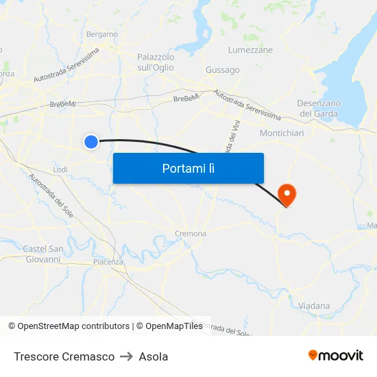 Trescore Cremasco to Asola map