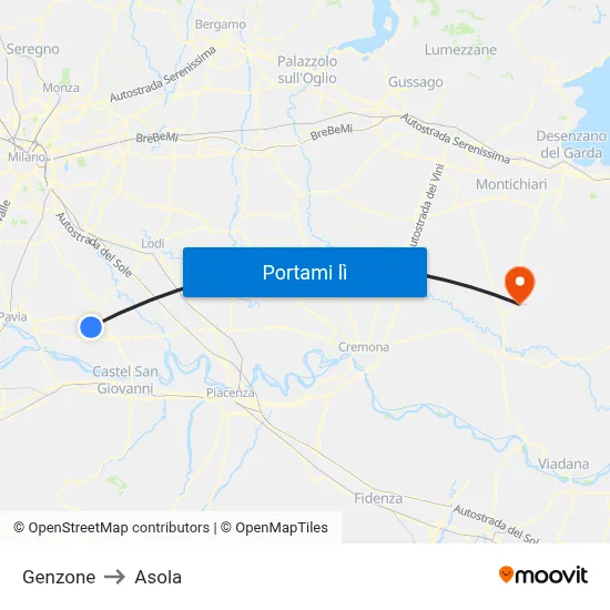 Genzone to Asola map