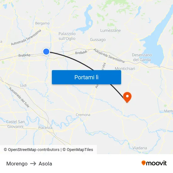 Morengo to Asola map