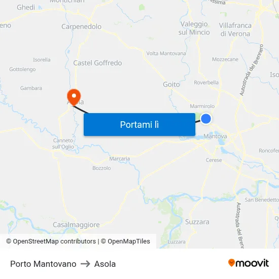 Porto Mantovano to Asola map