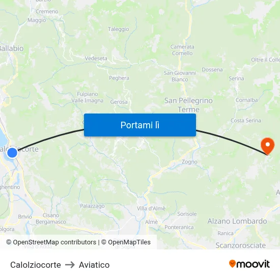 Calolziocorte to Aviatico map
