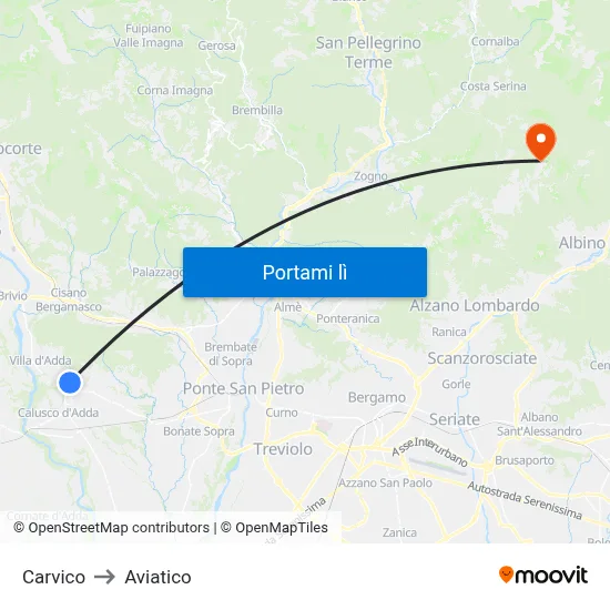 Carvico to Aviatico map