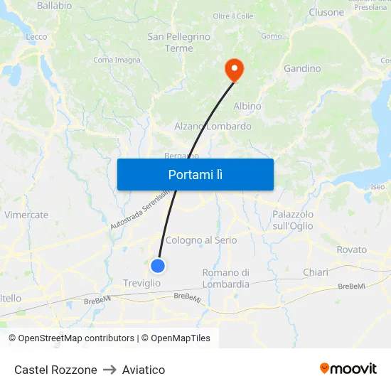 Castel Rozzone to Aviatico map