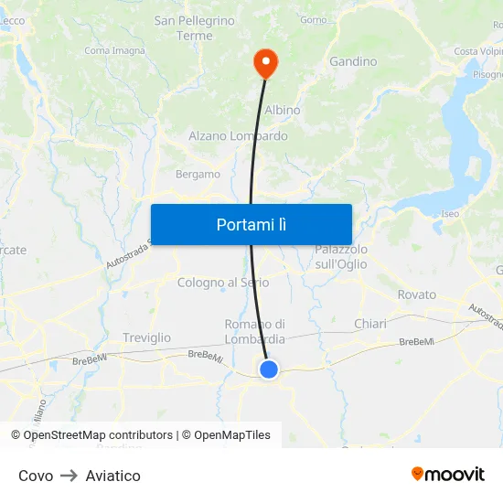 Covo to Aviatico map