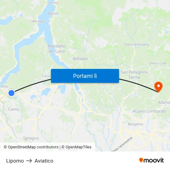 Lipomo to Aviatico map