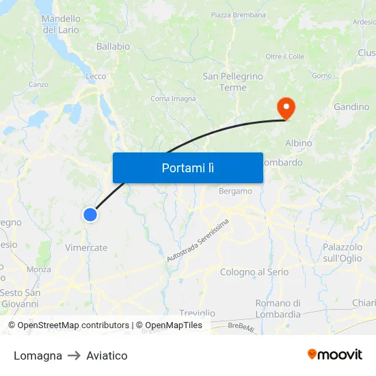 Lomagna to Aviatico map