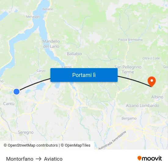 Montorfano to Aviatico map