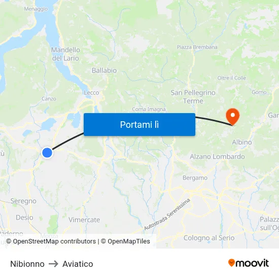 Nibionno to Aviatico map