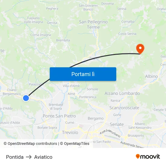 Pontida to Aviatico map