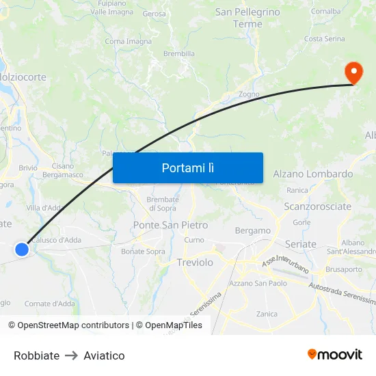 Robbiate to Aviatico map