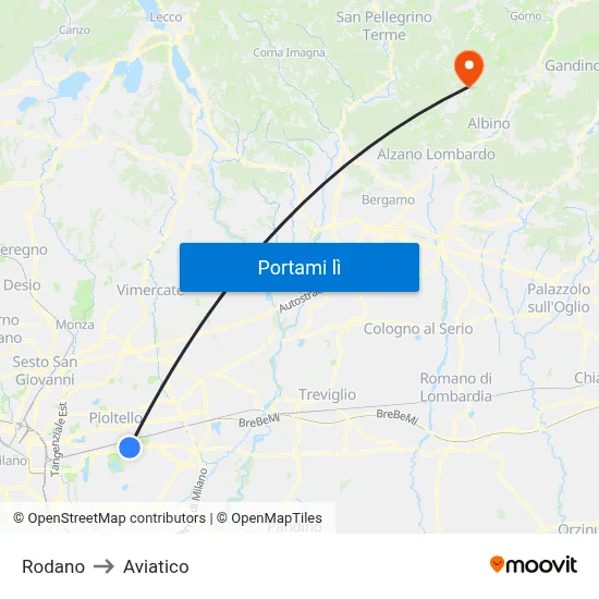 Rodano to Aviatico map