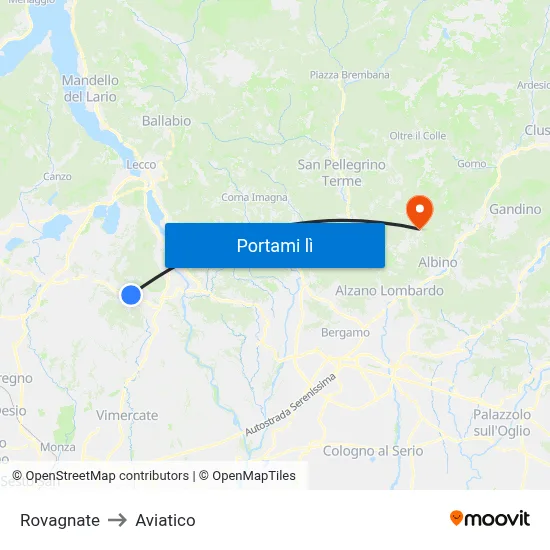 Rovagnate to Aviatico map
