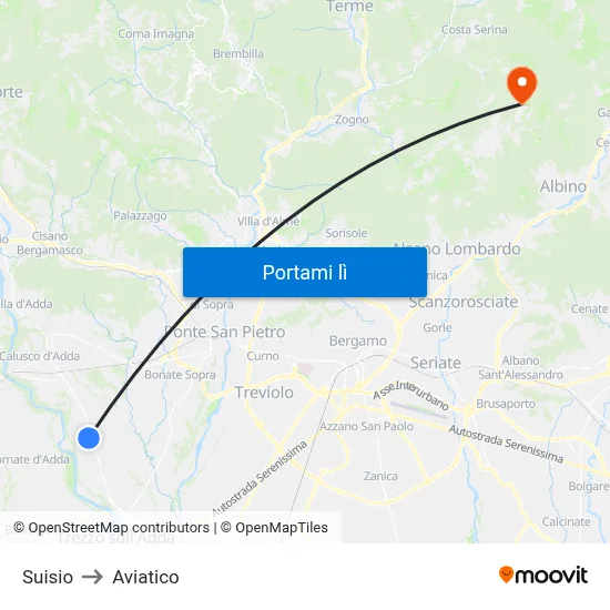 Suisio to Aviatico map