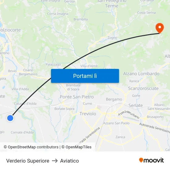Verderio Superiore to Aviatico map