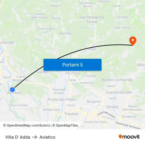 Villa D' Adda to Aviatico map