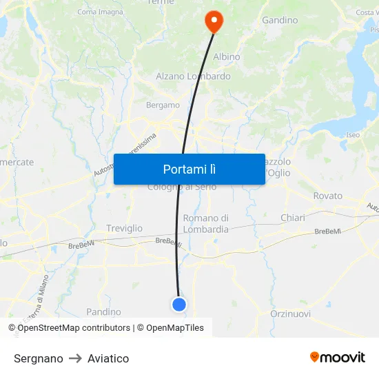 Sergnano to Aviatico map