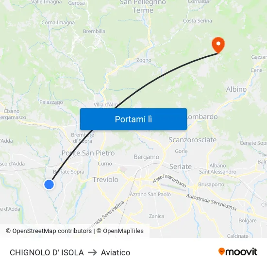CHIGNOLO D' ISOLA to Aviatico map