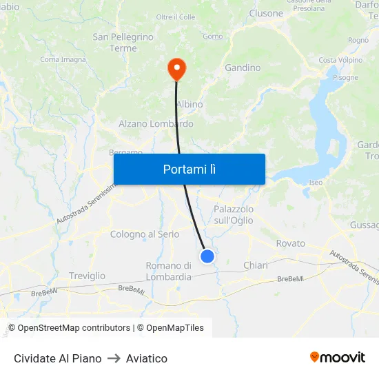 Cividate Al Piano to Aviatico map