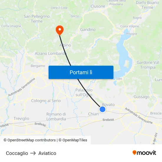 Coccaglio to Aviatico map