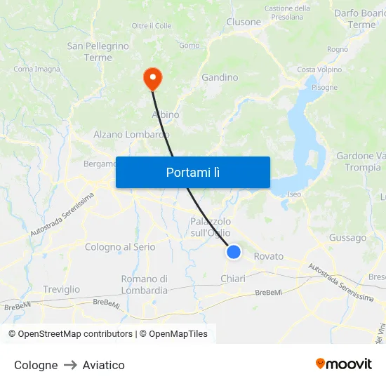 Cologne to Aviatico map