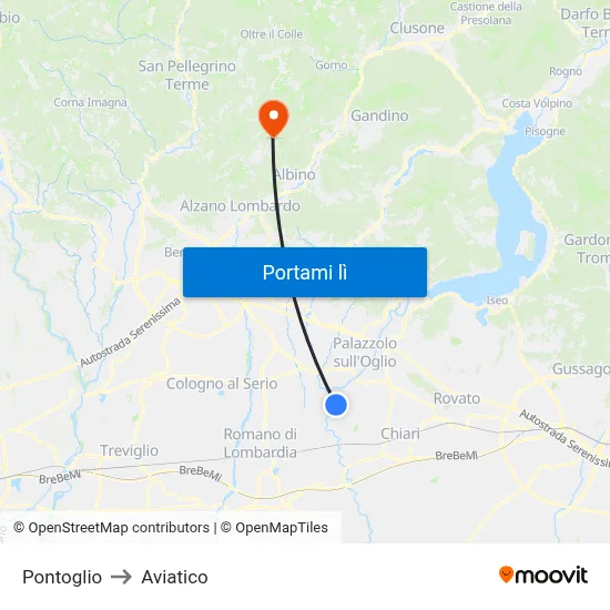 Pontoglio to Aviatico map