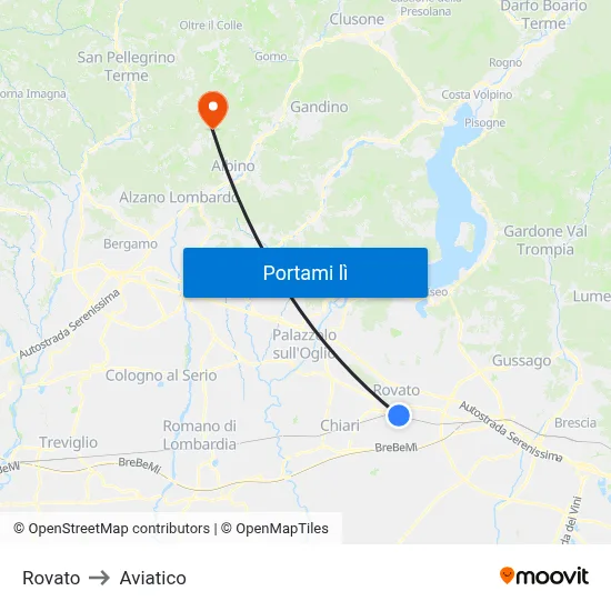 Rovato to Aviatico map