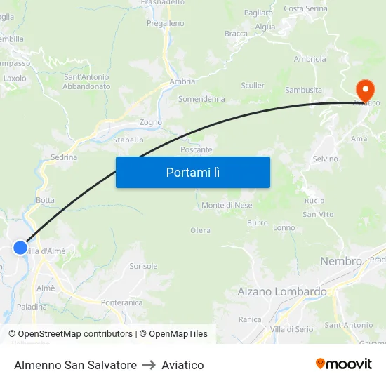 Almenno San Salvatore to Aviatico map