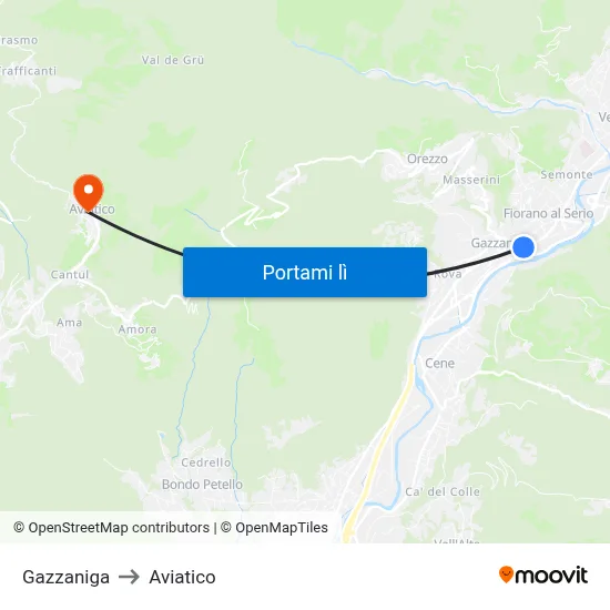 Gazzaniga to Aviatico map