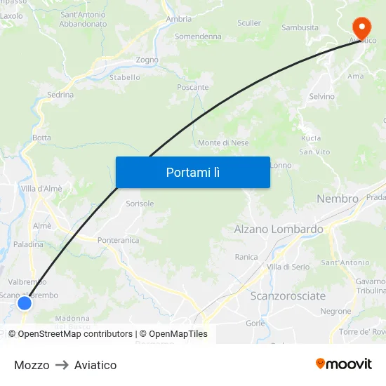 Mozzo to Aviatico map