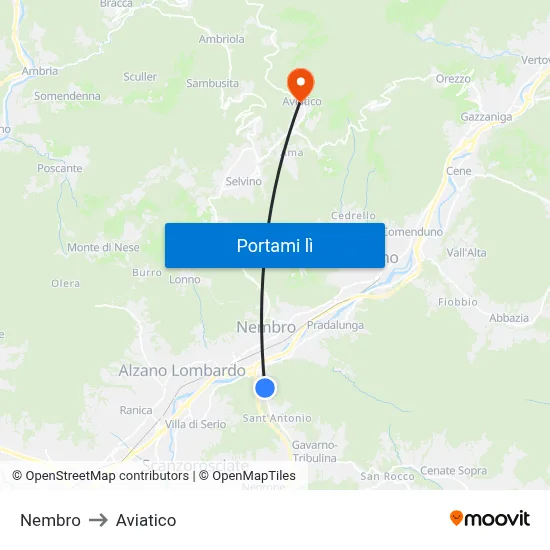 Nembro to Aviatico map