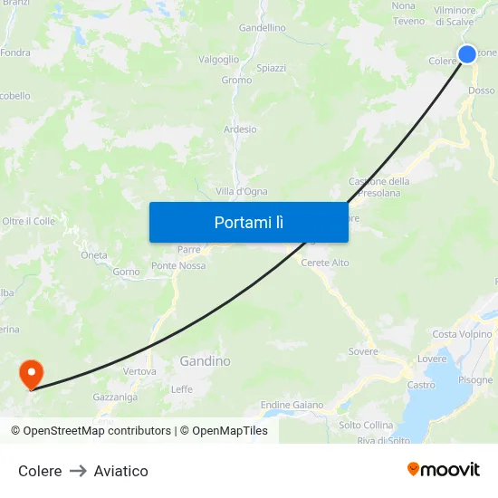 Colere to Aviatico map