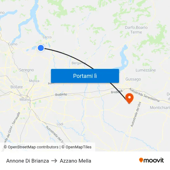 Annone Di Brianza to Azzano Mella map