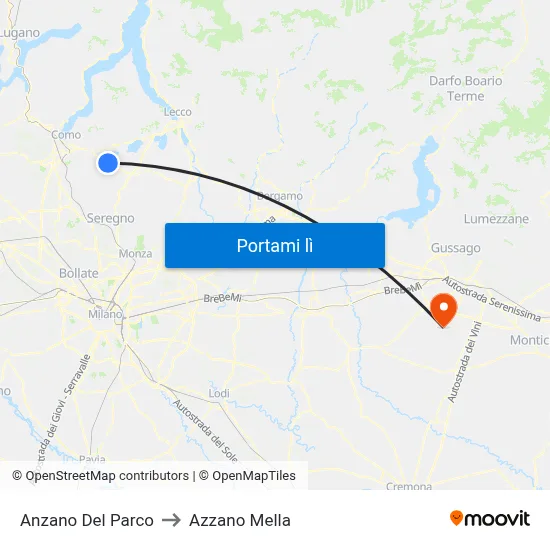 Anzano Del Parco to Azzano Mella map