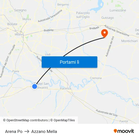 Arena Po to Azzano Mella map