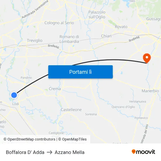 Boffalora D' Adda to Azzano Mella map