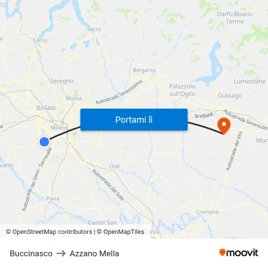 Buccinasco to Azzano Mella map